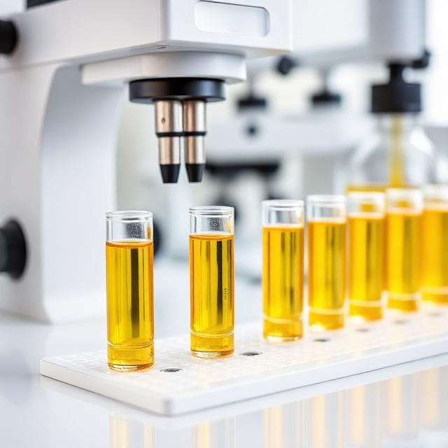 Laboratory quality testing equipment with argan oil samples